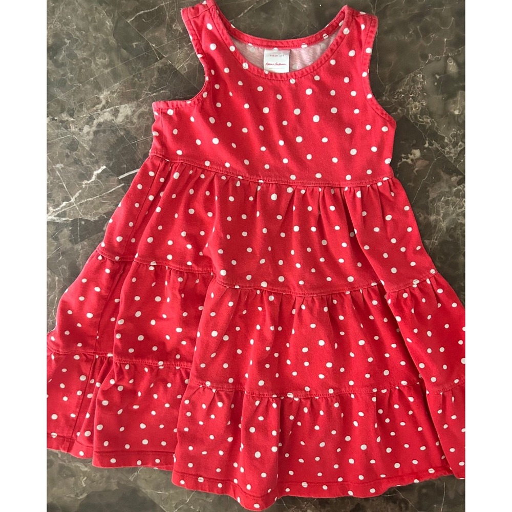 Hanna Andersson Girls Tank Top Twirl Dress Red Polka Dots 5T